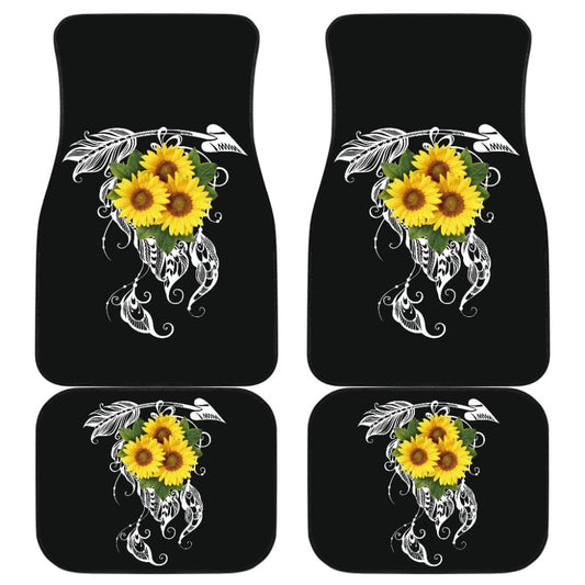 Amazing Gift Ideas Sunflower Native American Pattern Black Background Car Floor Mats