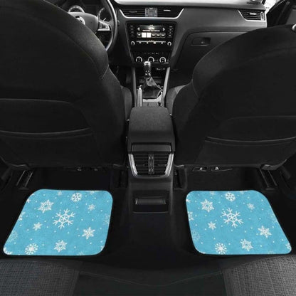 Snowflake Pattern Blue Background Front And Back Car Mats
