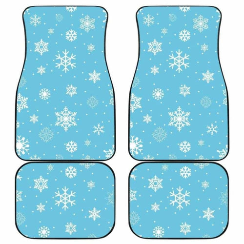 Snowflake Pattern Blue Background Front And Back Car Mats