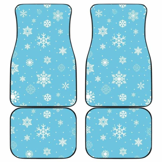 Snowflake Pattern Blue Background Front And Back Car Mats