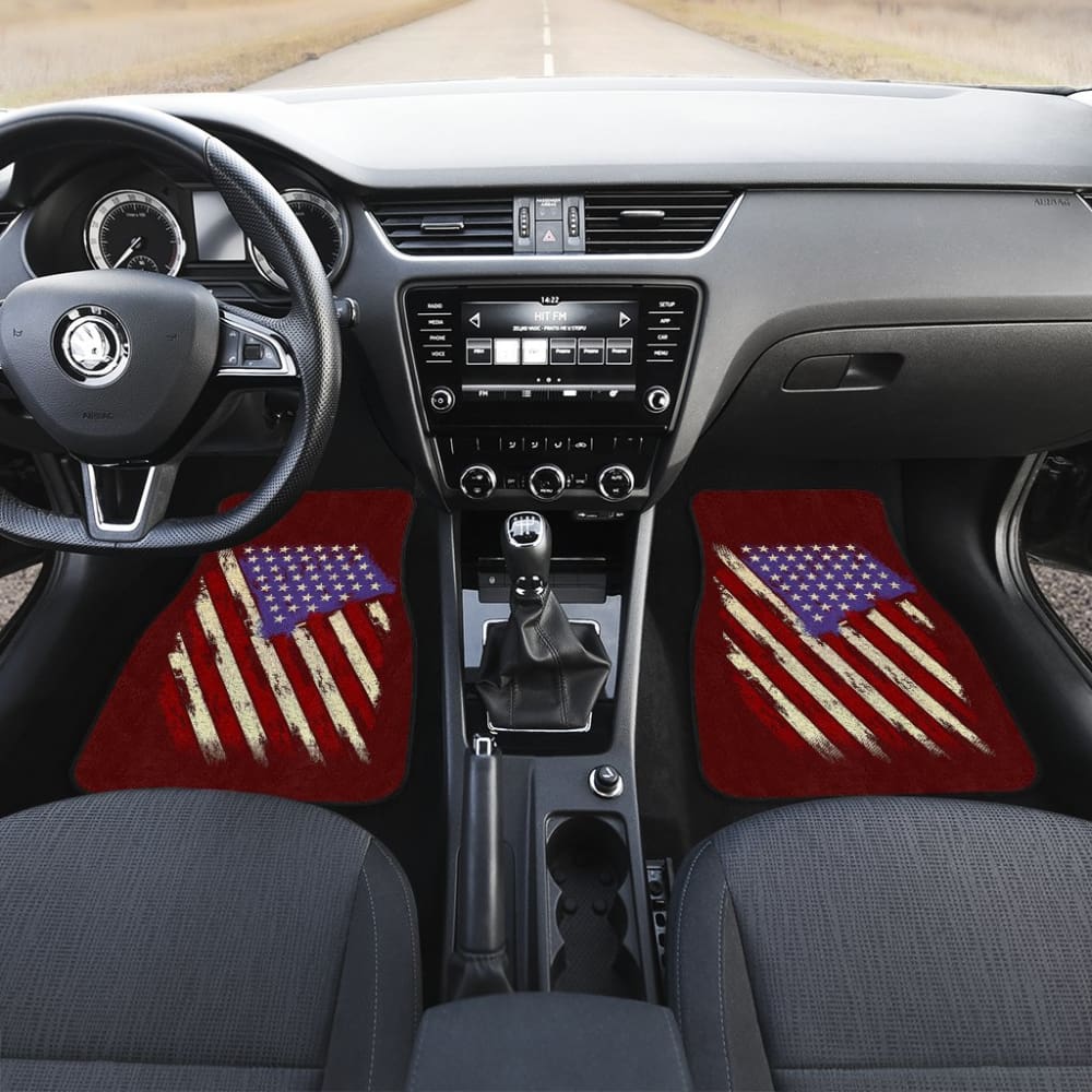 Dark Red American Flag Car Floor Mats