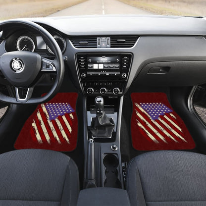 Dark Red American Flag Car Floor Mats
