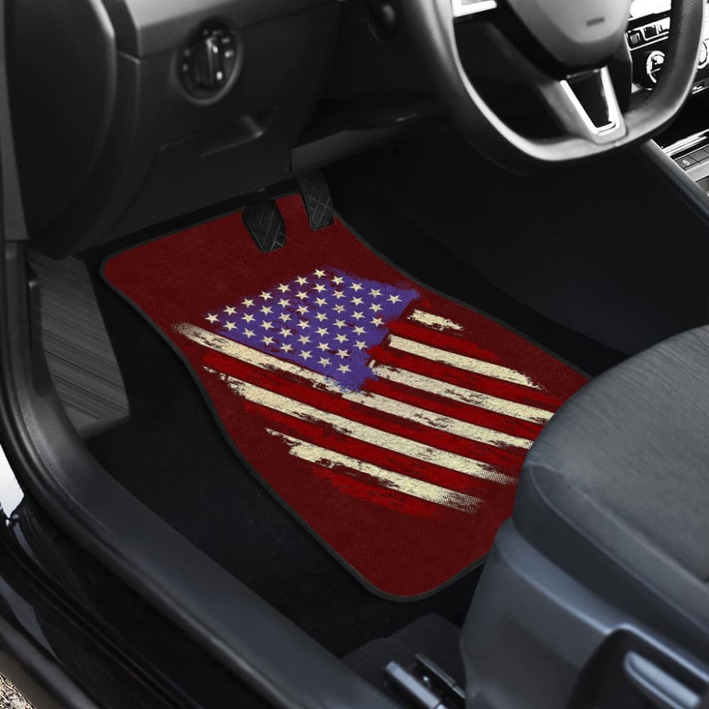 Dark Red American Flag Car Floor Mats