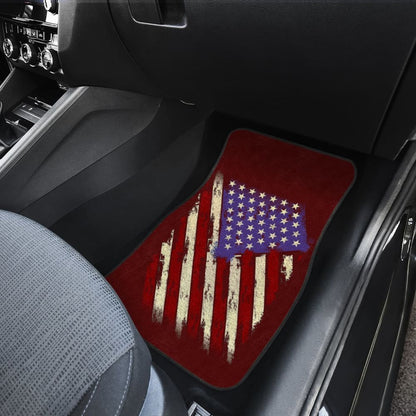 Dark Red American Flag Car Floor Mats