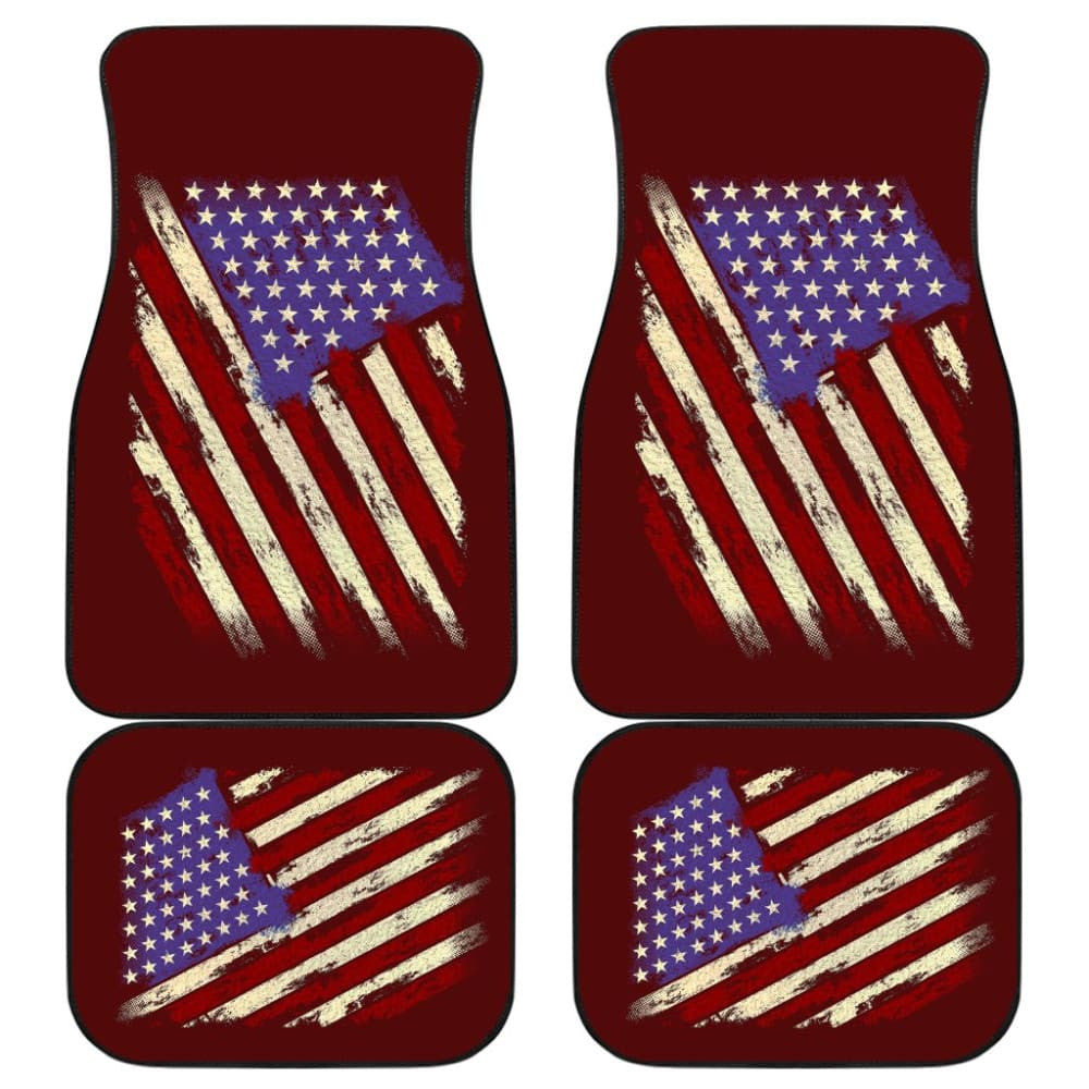 Dark Red American Flag Car Floor Mats