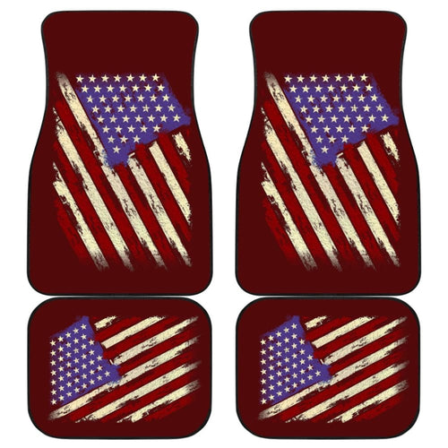 Dark Red American Flag Car Floor Mats
