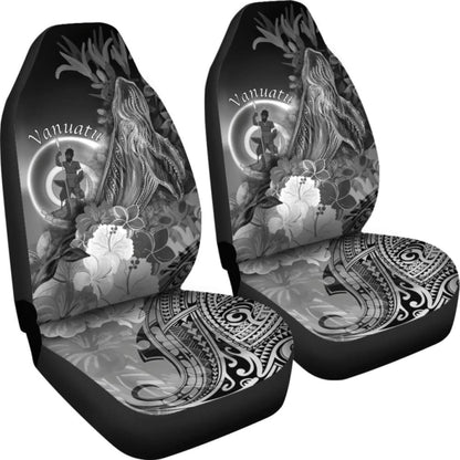 Vanuatu Car Seat Covers - Humpback Whale With Tropical Flowers (White)-