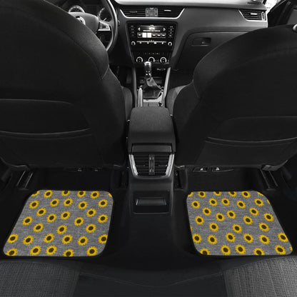 Amazing Sunflower Pattern Gray Burlap Background Car Floor Mats