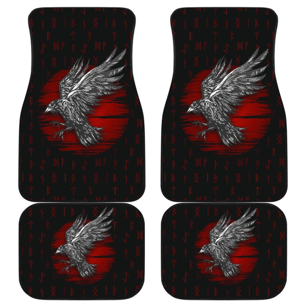 Viking Raven Red Rune Car Floor Mats