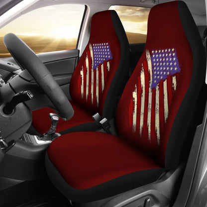 Dark Red American Flag Car Seat Covers