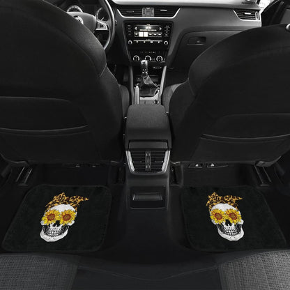 Sunflower Skull Leopard Print Bandana Cats Lovers Car Floor Mats