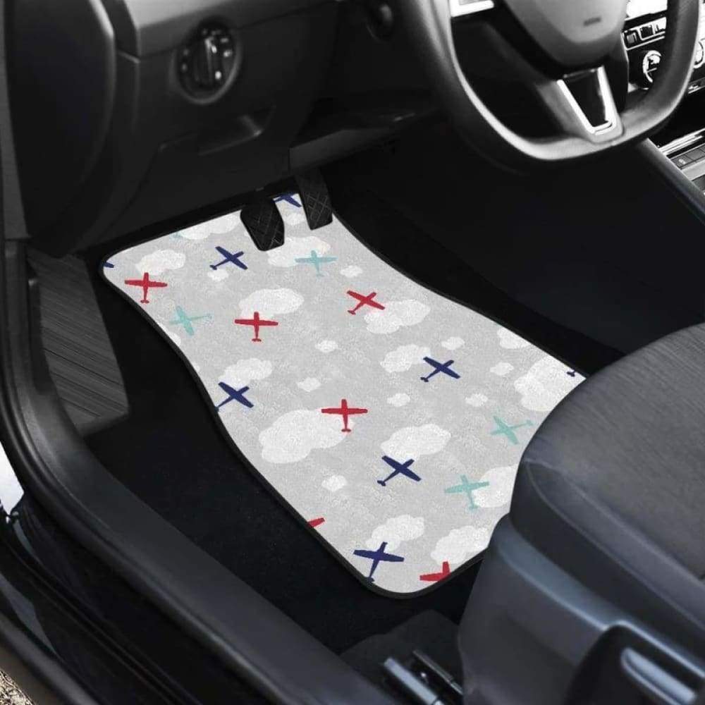 Airplane Cloud Grey Background Front And Back Car Mats