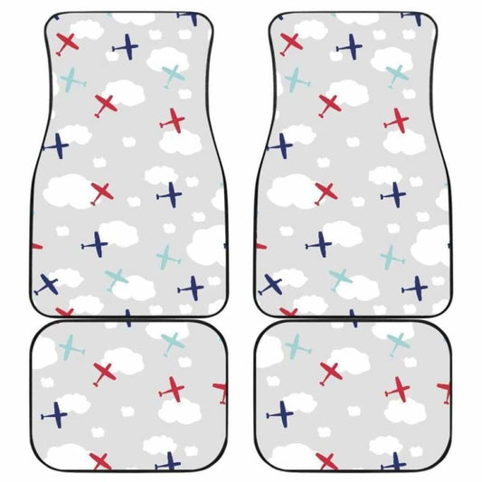 Airplane Cloud Grey Background Front And Back Car Mats