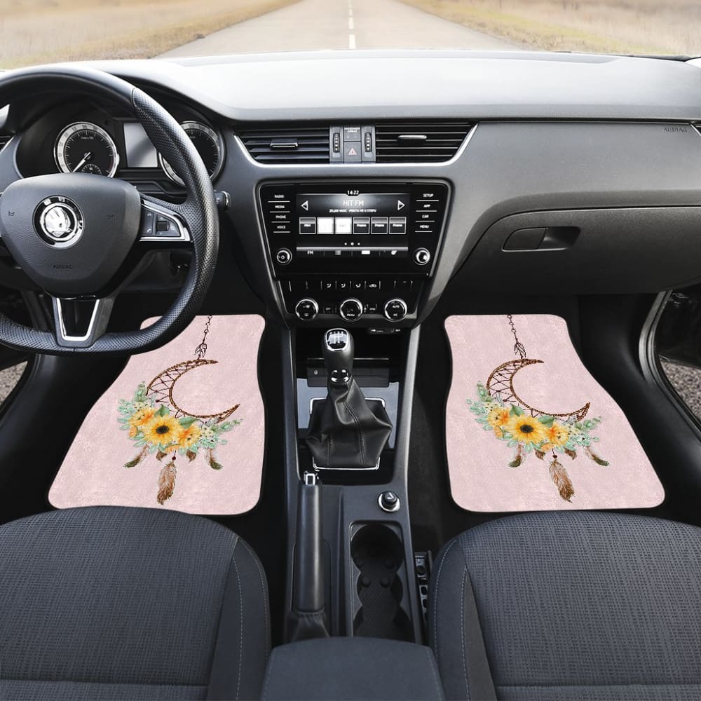 Sunflower Dream Catcher Feather Pink Printed Car Floor Mats