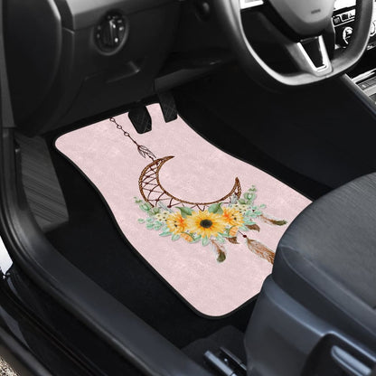 Sunflower Dream Catcher Feather Pink Printed Car Floor Mats