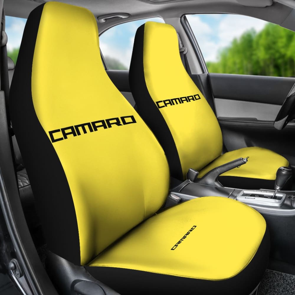 Yellow Camaro Black Letter Car Seat Cover