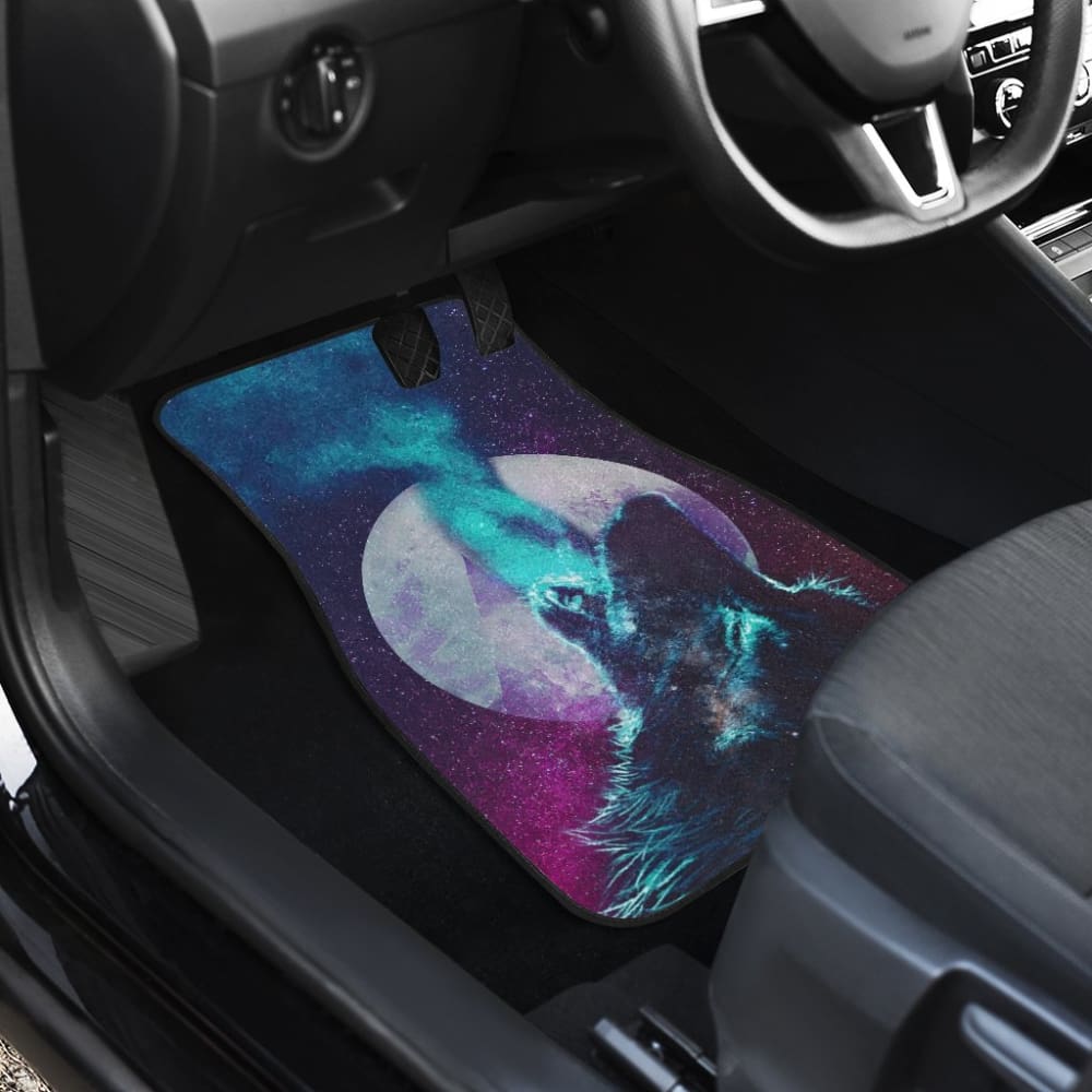Space Galaxy Wolf Howling Car Floor Mats