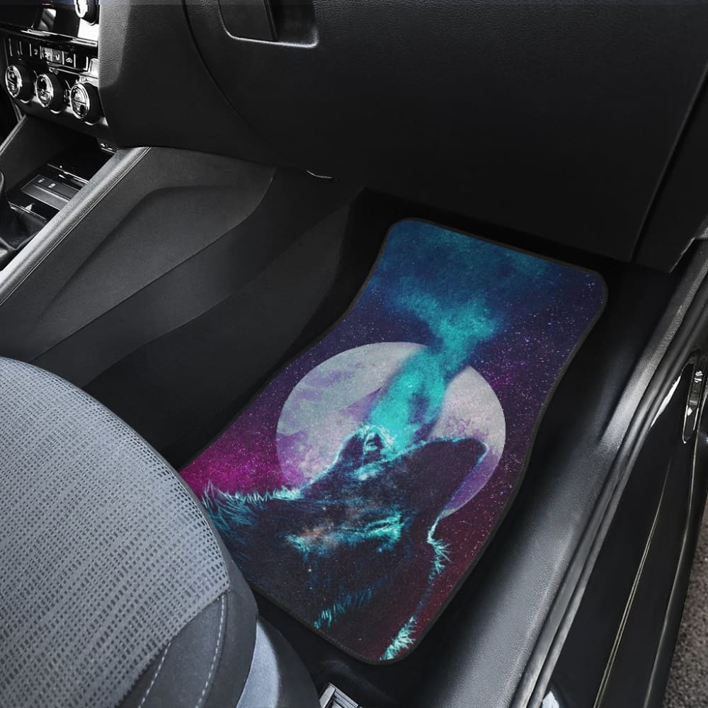 Space Galaxy Wolf Howling Car Floor Mats