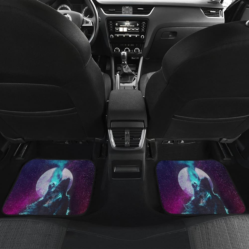Space Galaxy Wolf Howling Car Floor Mats