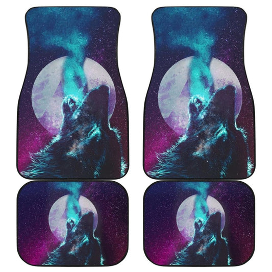 Space Galaxy Wolf Howling Car Floor Mats