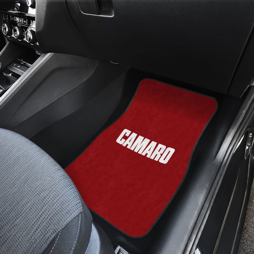 Dark Red Camaro White Letter Car Floor Mats
