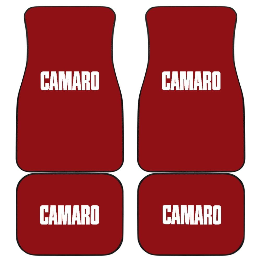 Dark Red Camaro White Letter Car Floor Mats