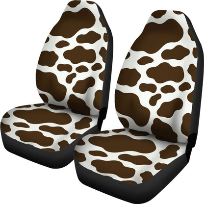 Brown Cowhide Printed Car Seat Cover