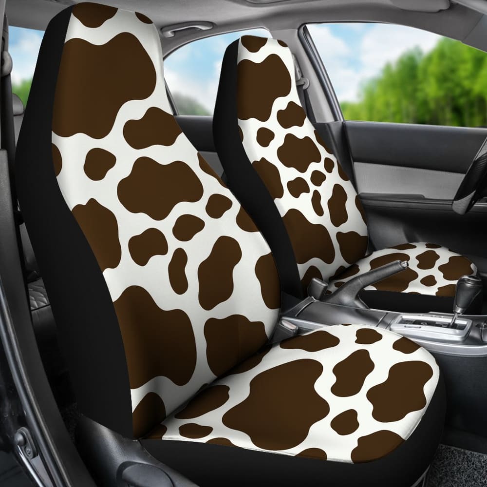 Brown Cowhide Printed Car Seat Cover