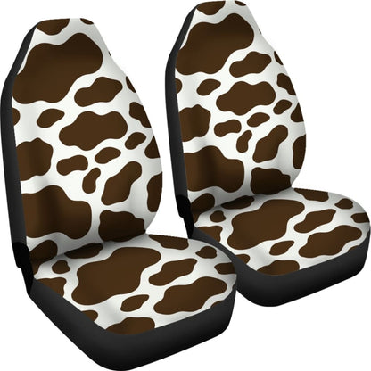 Brown Cowhide Printed Car Seat Cover