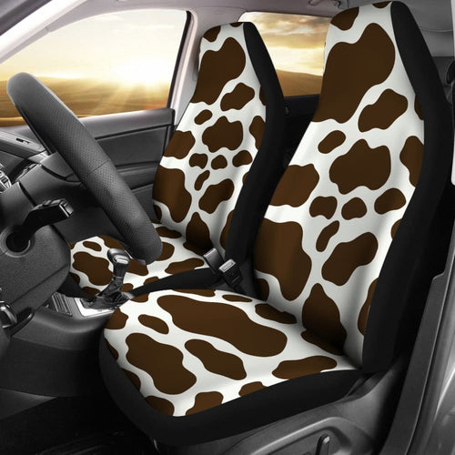 Brown Cowhide Printed Car Seat Cover
