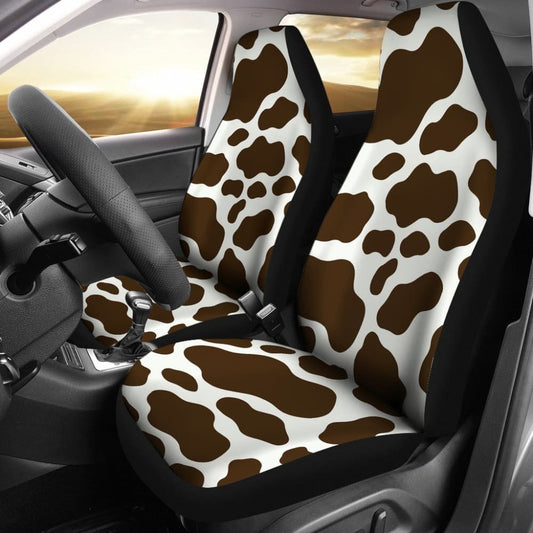 Brown Cowhide Printed Car Seat Cover