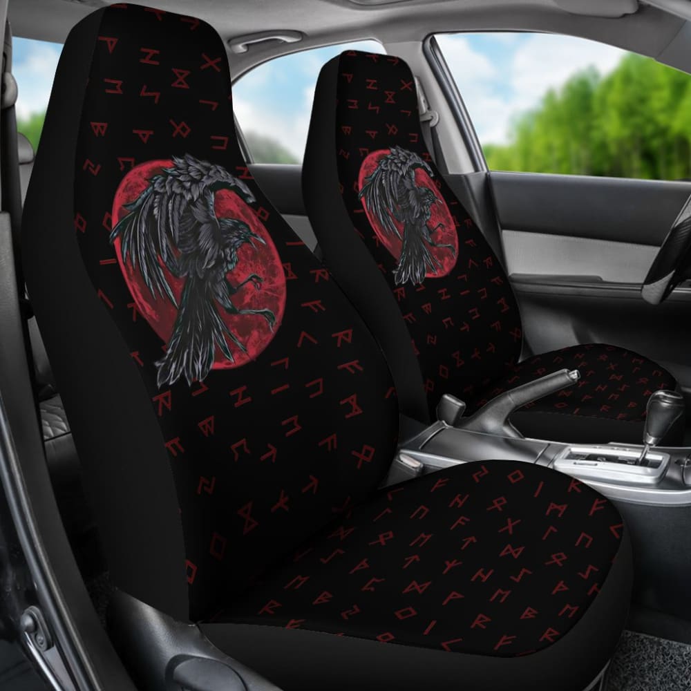 Viking Odin'S Raven Rune Car Seat Covers
