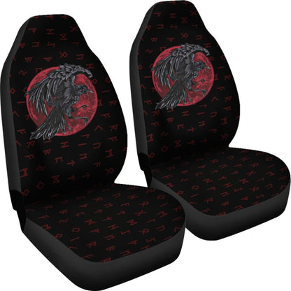 Viking Odin'S Raven Rune Car Seat Covers