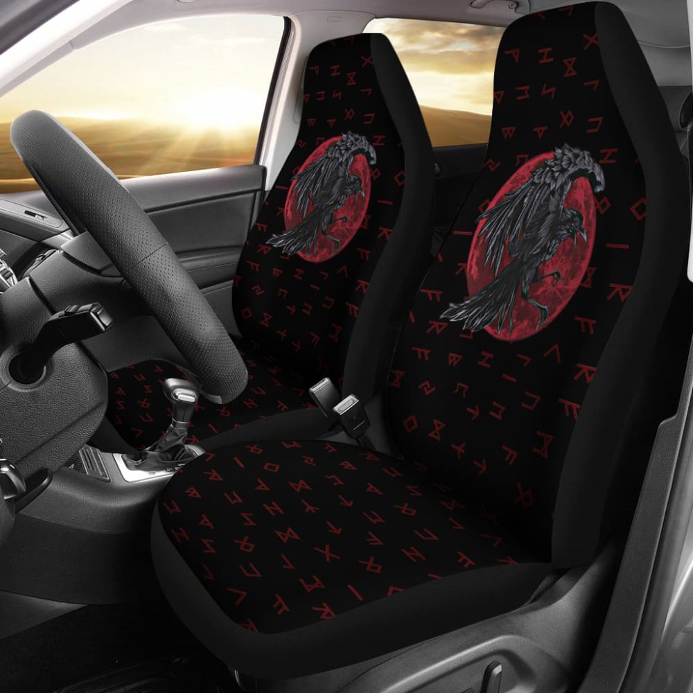 Viking Odin'S Raven Rune Car Seat Covers