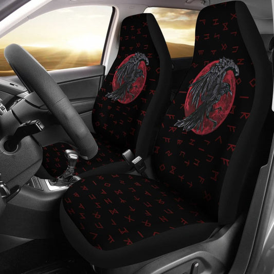 Viking Odin'S Raven Rune Car Seat Covers