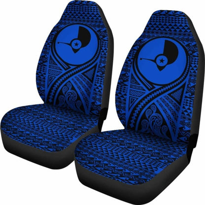 Yap Car Seat Cover - Yap Flag Polynesian Tattoo Blue -
