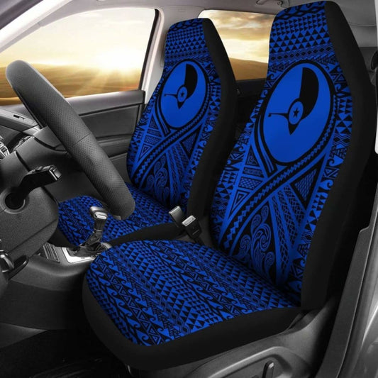 Yap Car Seat Cover - Yap Flag Polynesian Tattoo Blue -