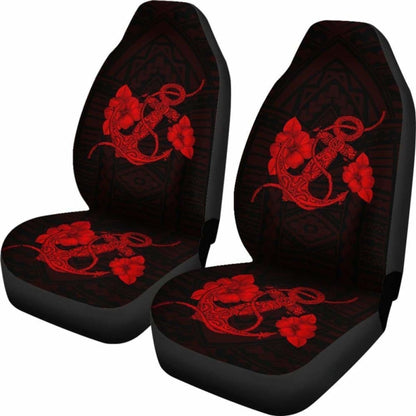 Anchor Red Poly Tribal Car Seat Covers -