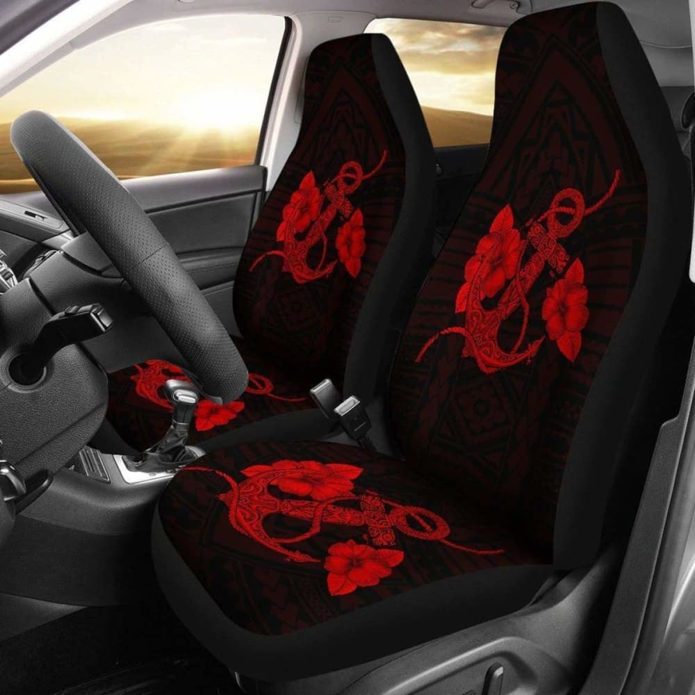 Anchor Red Poly Tribal Car Seat Covers -