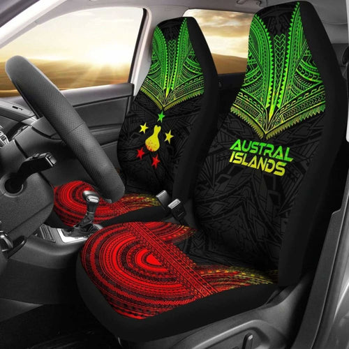 Austral Islands Car Seat Cover - Austral Islands Flag Polynesian Chief Tattoo Reggae Version -