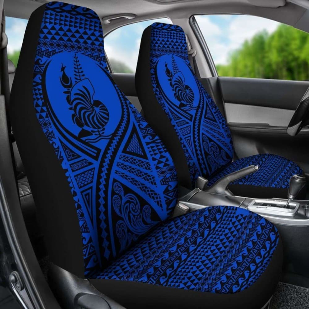 New Caledonia Car Seat Cover - New Caledonia Coat Of Arms Polynesian Tattoo Blue -