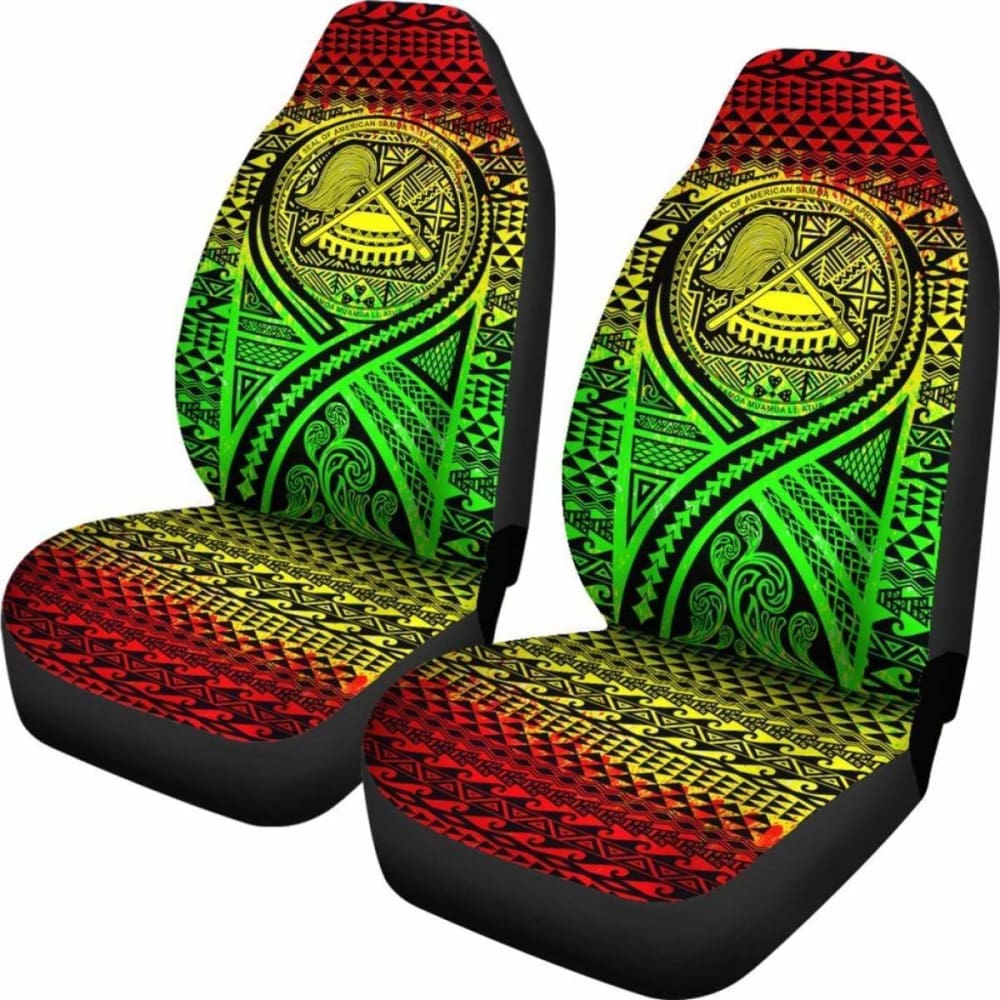 American Samoa Car Seat Cover - American Samoa Seal Polynesian Tattoo Reggae -