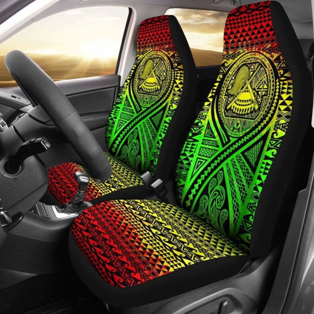 American Samoa Car Seat Cover - American Samoa Seal Polynesian Tattoo Reggae -