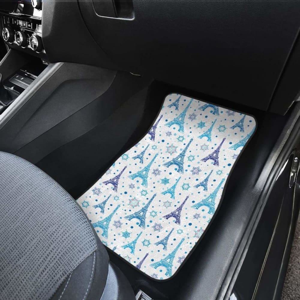 Eiffel Tower Pattern Print Design  Front And Back Car Mats