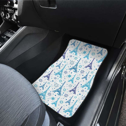 Eiffel Tower Pattern Print Design  Front And Back Car Mats