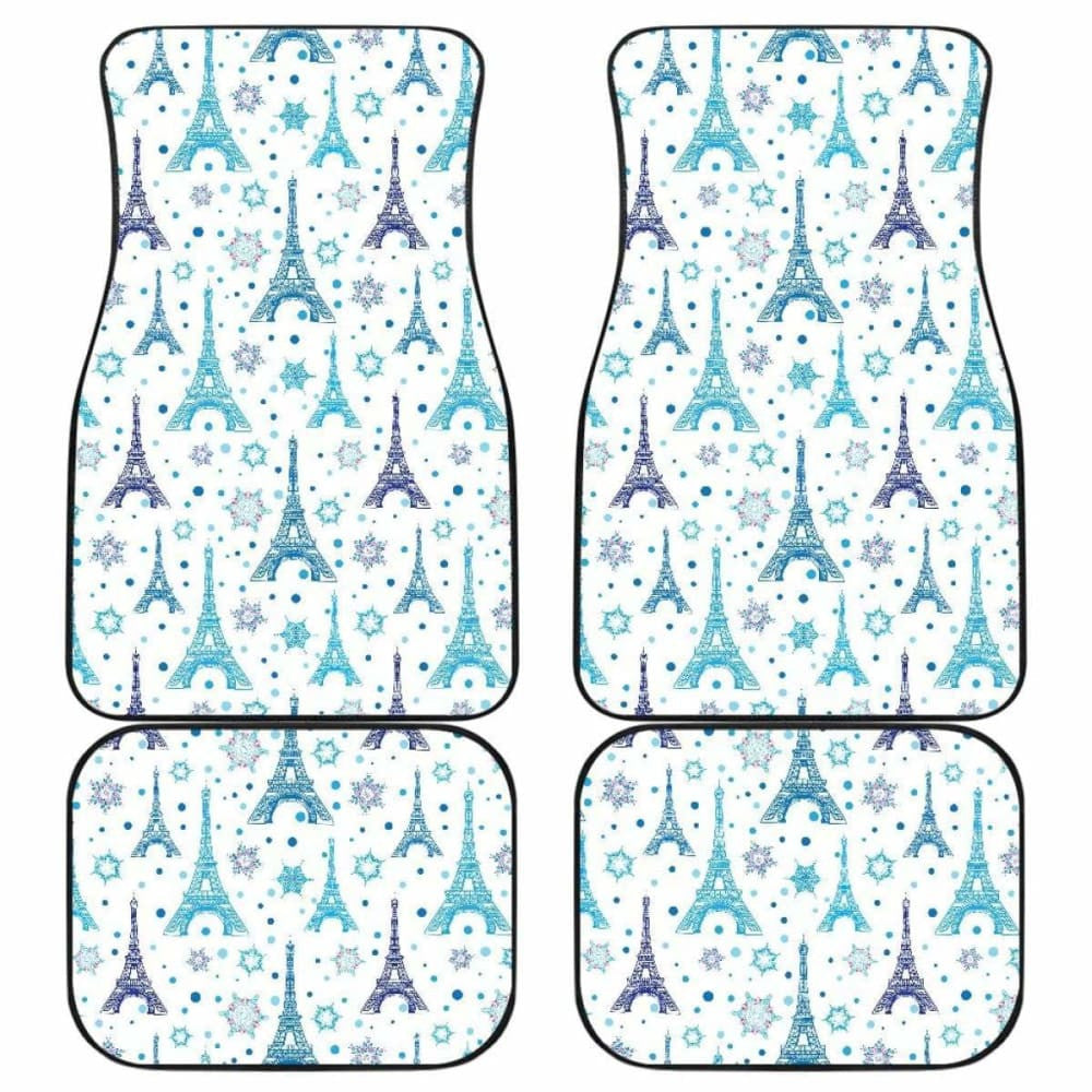 Eiffel Tower Pattern Print Design  Front And Back Car Mats