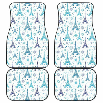 Eiffel Tower Pattern Print Design  Front And Back Car Mats
