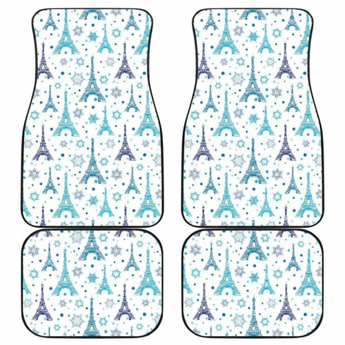 Eiffel Tower Pattern Print Design  Front And Back Car Mats