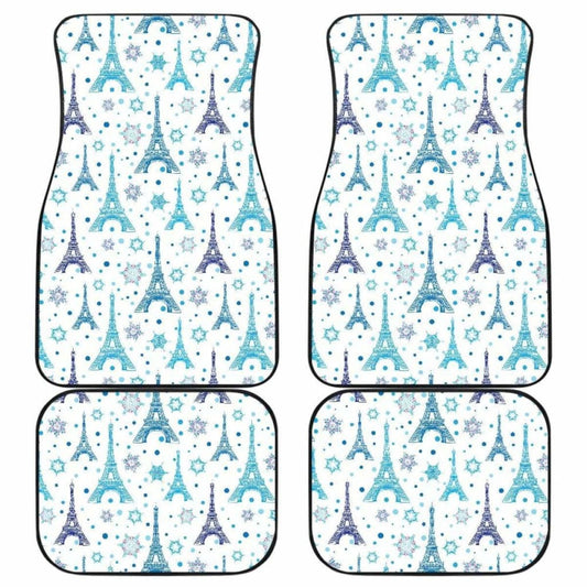 Eiffel Tower Pattern Print Design  Front And Back Car Mats