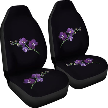 Black With Purple Orchids Car Seat Covers